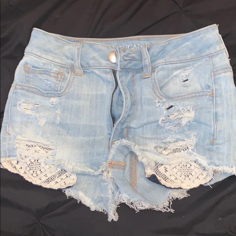 Light wash denim shorts
